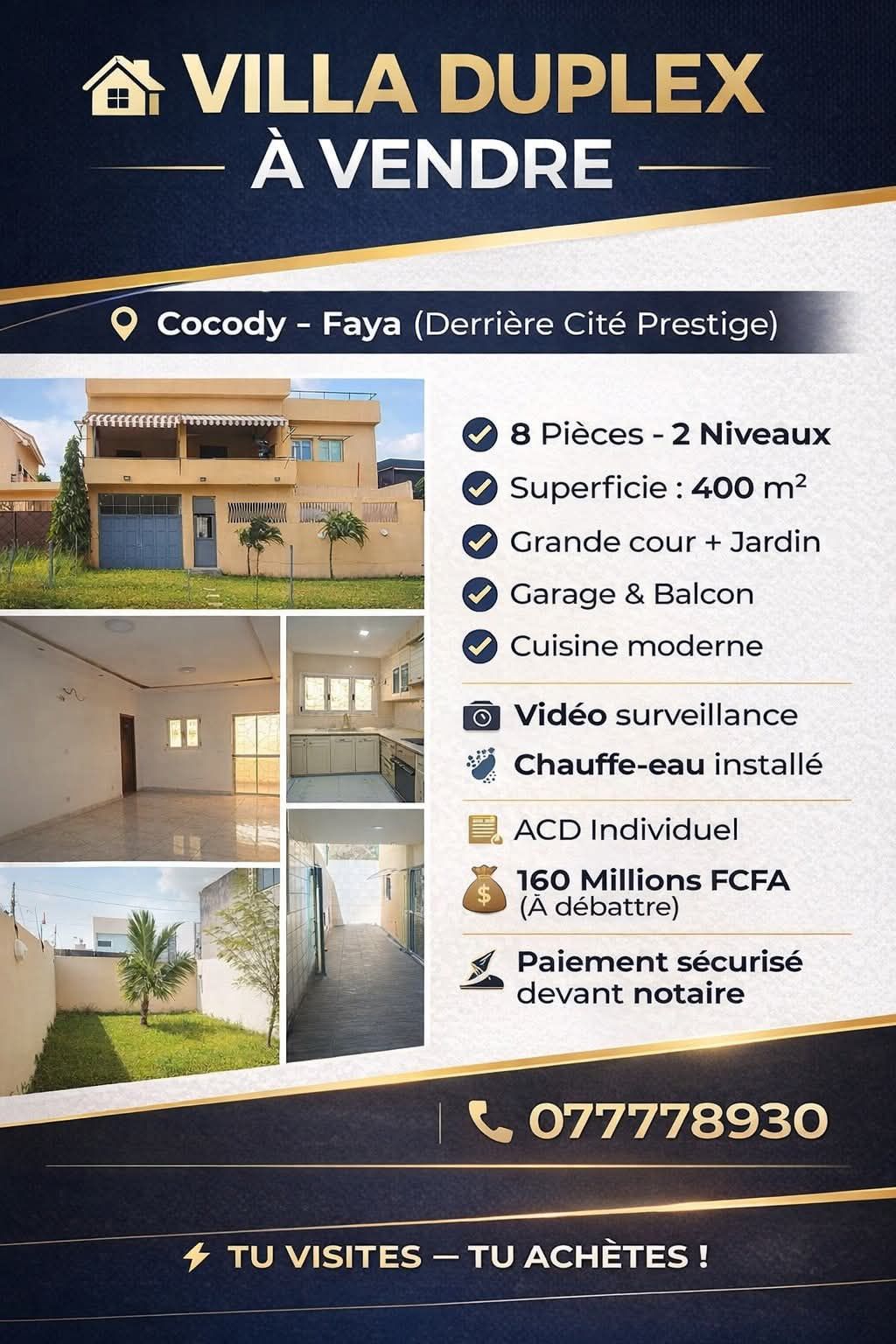 VILLA DUPLEX 08 PIECES  À VENDRE