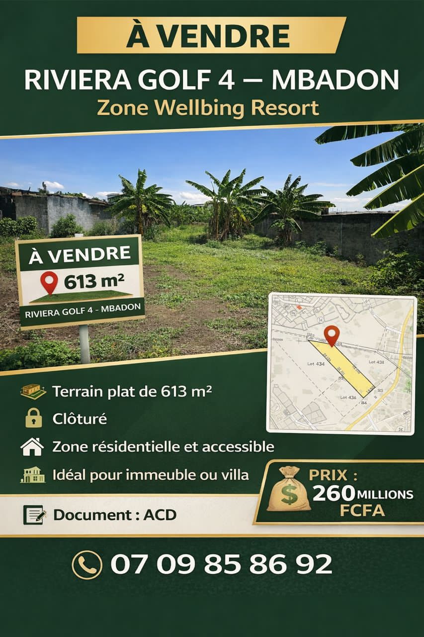 UN TERRAIN DE 613m2 À VENDRE