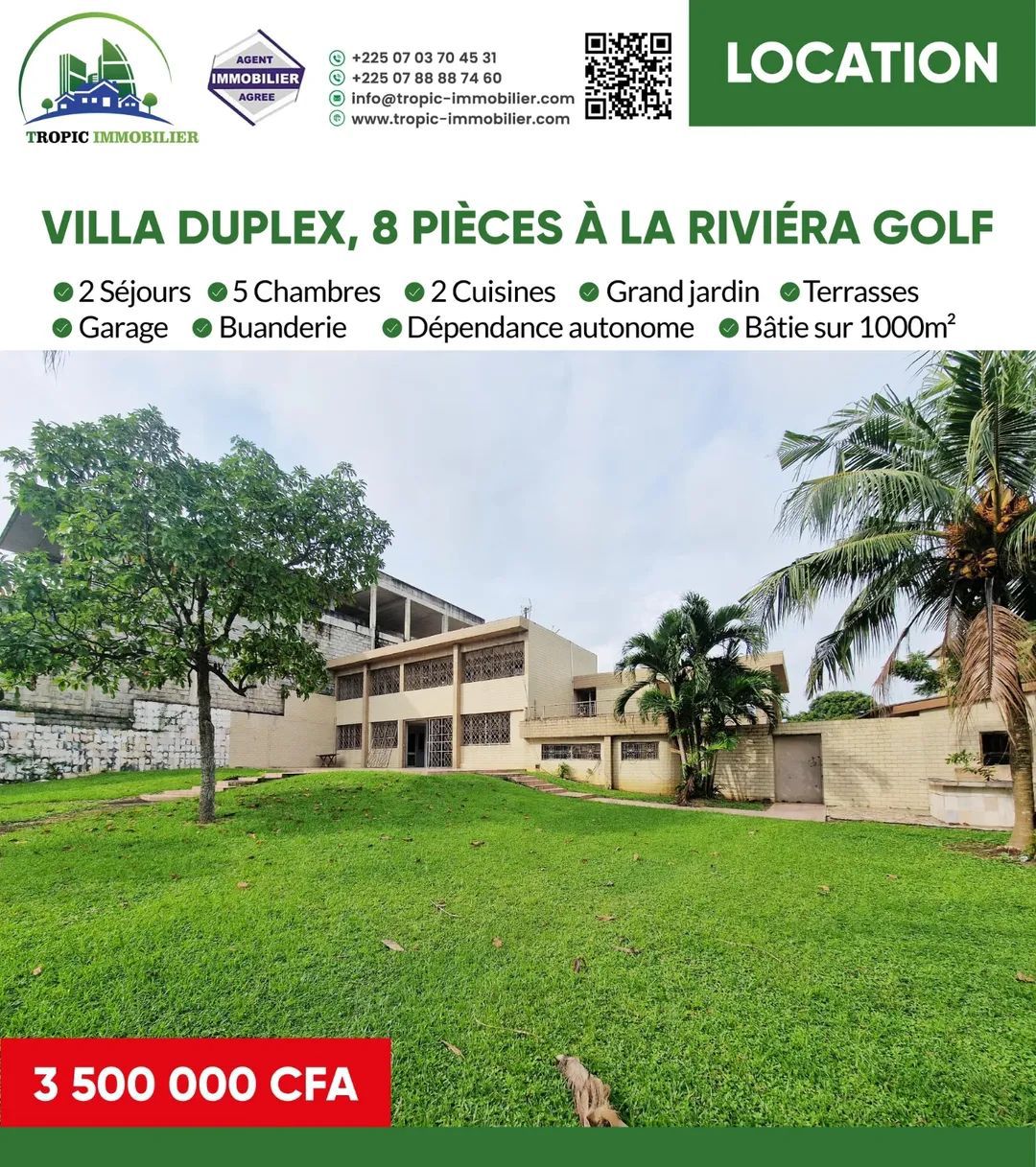 VILLA DUPLEX 8 PIÈCES À LOUER