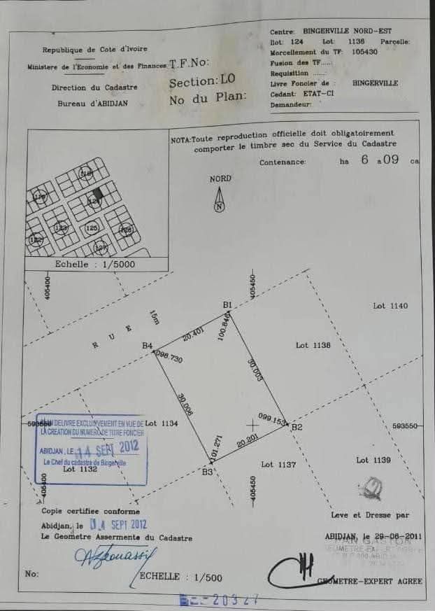 Terrain plat de 600m2 avec ACD